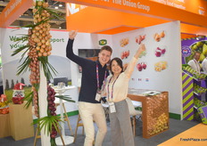 Lennart Ras and Rose Luwei of Top Onions. The Dutch onion exporter stated they have enough volumes to bring to the Asian market, but will see competition for a solid Chinese crop this year.