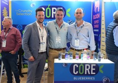Holger Hoge of Frutania, Germany, with Rouxan Jansen van Rensburg and Nico van Zyl of Core Fruit