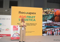 Lina Jasutiene from the company Recoupex, speaking at the AsiaFruit knowledge center on "Busting fresh produce cargo claims myths."